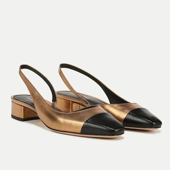 Veronica Beard Shoes - Veronica Beard Ceclie Black/Gold Sling Back Pumps Size 6 Excellent Condition